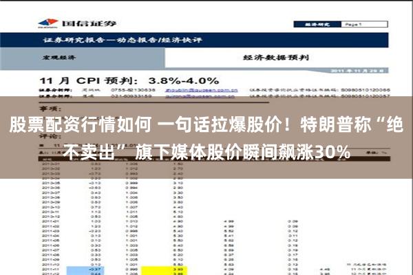 股票配资行情如何 一句话拉爆股价！特朗普称“绝不卖出” 旗下媒体股价瞬间飙涨30%