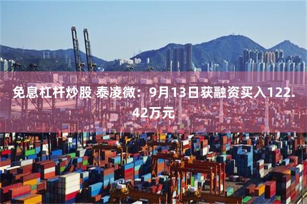 免息杠杆炒股 泰凌微：9月13日获融资买入122.42万元
