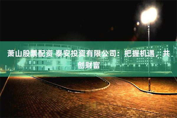 萧山股票配资 泰安投资有限公司：把握机遇，共创财富