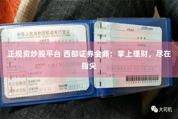 正规资炒股平台 西部证券金鼎：掌上理财，尽在指尖