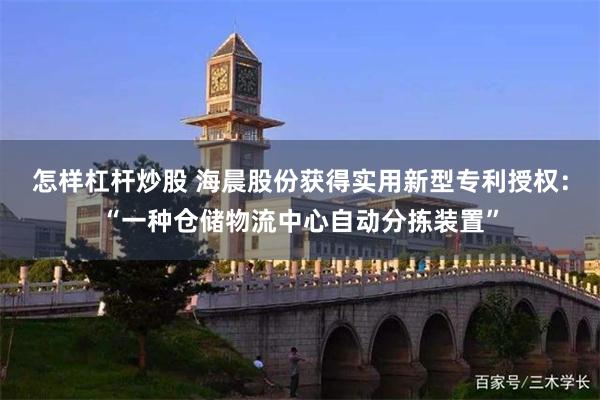 怎样杠杆炒股 海晨股份获得实用新型专利授权：“一种仓储物流中心自动分拣装置”