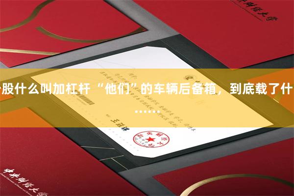 炒股什么叫加杠杆 “他们”的车辆后备箱，到底载了什么......