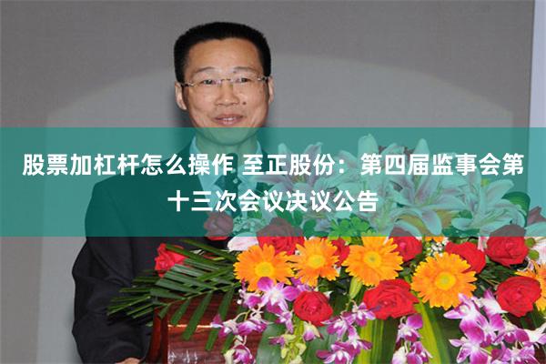 股票加杠杆怎么操作 至正股份：第四届监事会第十三次会议决议公告